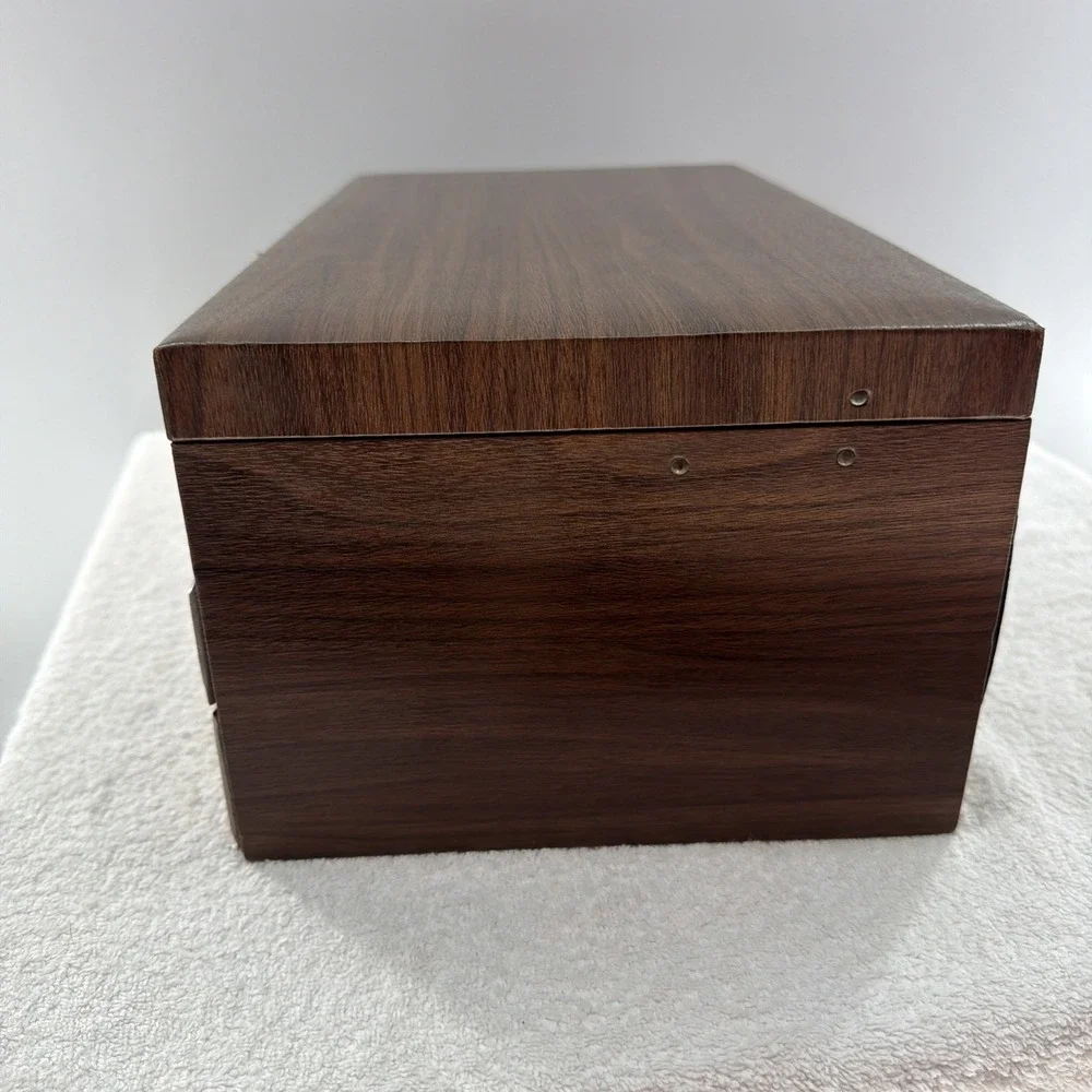 Midcentury Leatherette Large Drawer Jewelry Box, With Mirror 16x9x6.5